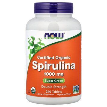 Спіруліна, Spirulina, NOW Foods, органічна, сертифікована, 1000 мг, 240 таблеток NOW-02717 фото