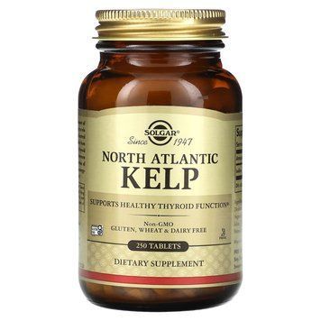 Ламінарія йод, Kelp, Solgar, північно-атлантична, 250 таблеток SOL-01500 фото