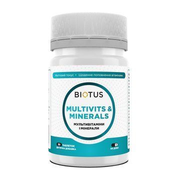 Мультивітаміни та мінерали, Multivits & Minerals, Biotus, 30 таблеток BIO-531163 фото