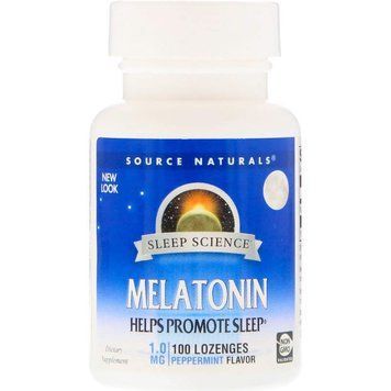 Мелатонін, Melatonin, Source Naturals, м'ята, 1 мг, 100 льодяників SNS-00709 фото