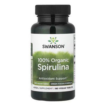Сертифікований органічний спіруліна Swanson (Certified Organic Spirulina) 500 мг, 180 таблеток 100-65-3295022-20 фото