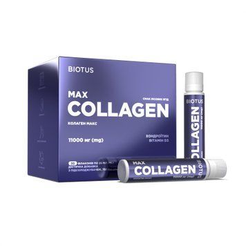 Колаген Макс, Collagen Max, Biotus, смак Лісові ягоди, 30 флаконів (по 25 мл кожний) BIO-532986 фото