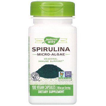 Спіруліна, Spirulina, Nature's Way, мікроводорості, 760 мг, 100 веганських капсул NWY-17200 фото