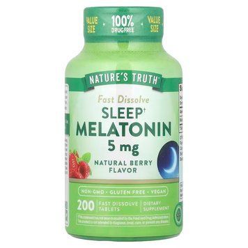 Мелатонін для сну, Sleep Melatonin, Nature's Truth, смак ягід, 5 мг, 200 швидкорозчинних таблеток NTH-12241 фото