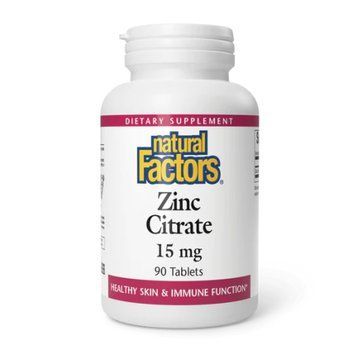 Цинк цитрат Natural Factors (Zinc Citrate) 15 мг, 90 таблеток 2023-10-3825 фото