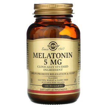 Мелатонін, Melatonin, Solgar, 5 мг, 120 таблеток для розжовування SOL-01937 фото
