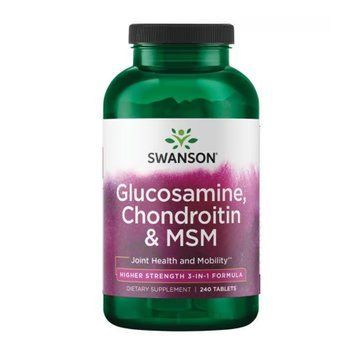 Глюкозамін хондроїтин & МСМ (метилсульфонілметан) Swanson (Glucosamine Chondroitin & Msm) Higher Strength 240 таблеток 2023-10-5715 фото