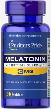 Мелатонін, Melatonin, Puritan's Pride, 3 мг, 240 таблеток PTP-17904 фото