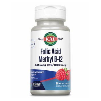 Вітамін B12 метилкобаламін (Вітамін B12 Methylcobalamin) KAL, (Вітамін B12 метилкобаламін (Vitamin B12 Methylcobalamin) KAL,) KAL, 800mcg, 60 таблеток Raspberry 2022-10-1005 фото