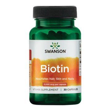 Біотин Swanson (Biotin) 5000 мкг, 30 капсул 100-93-5003403-20 фото