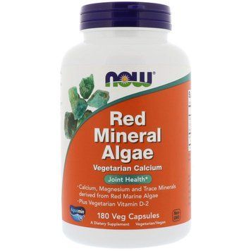 Червоні водорості, Red Mineral Algae, Now Foods, мінеральні, 180 вегетаріанських капсул NOW-01538 фото